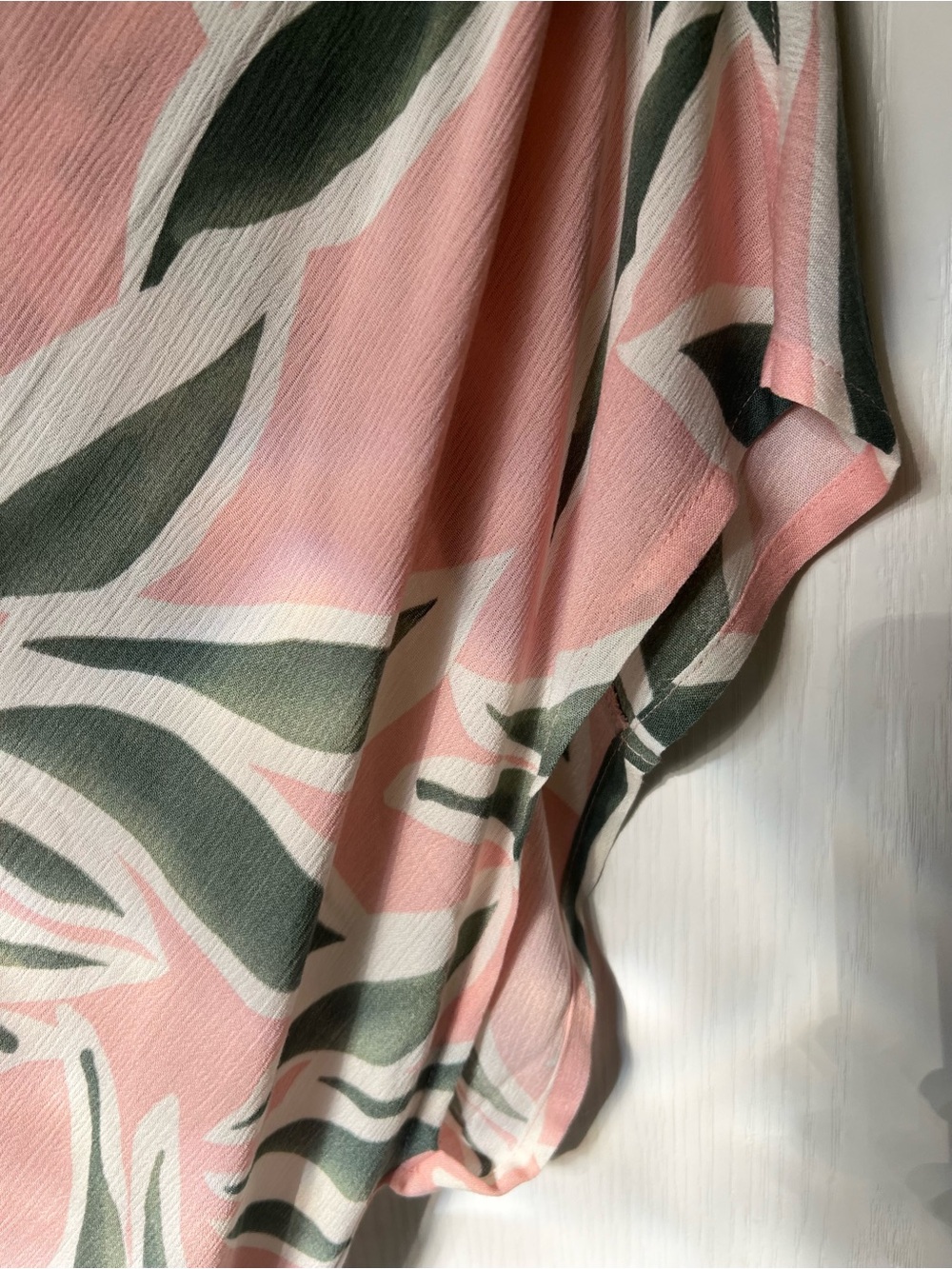 torrid Pink and Green Leaf-Print Short Sleeve Top 4